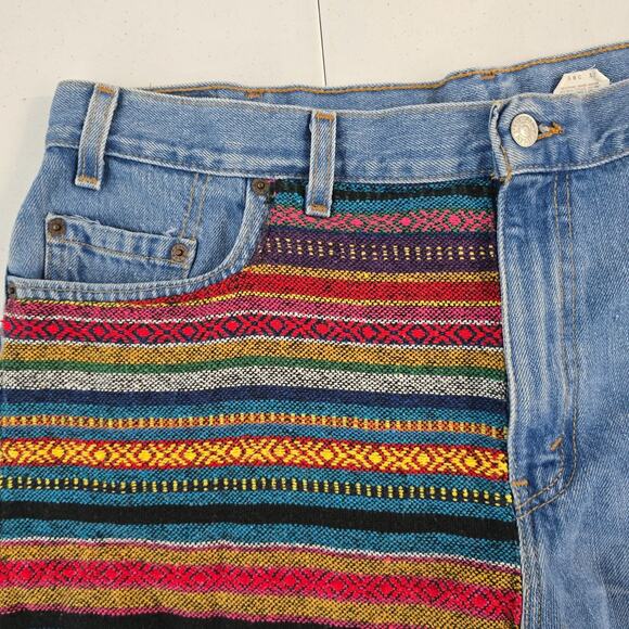 Levi’s 515 Women’s Distressed Denim Shorts 18M VTG Boot Cut Festival Woven Patch - Picture 2 of 12